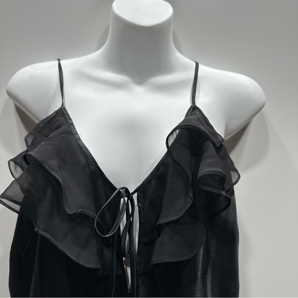 Black Negligee Nightgown Babydoll Ruffles Satin by‎ adonna Size M vintage - Picture 4 of 9